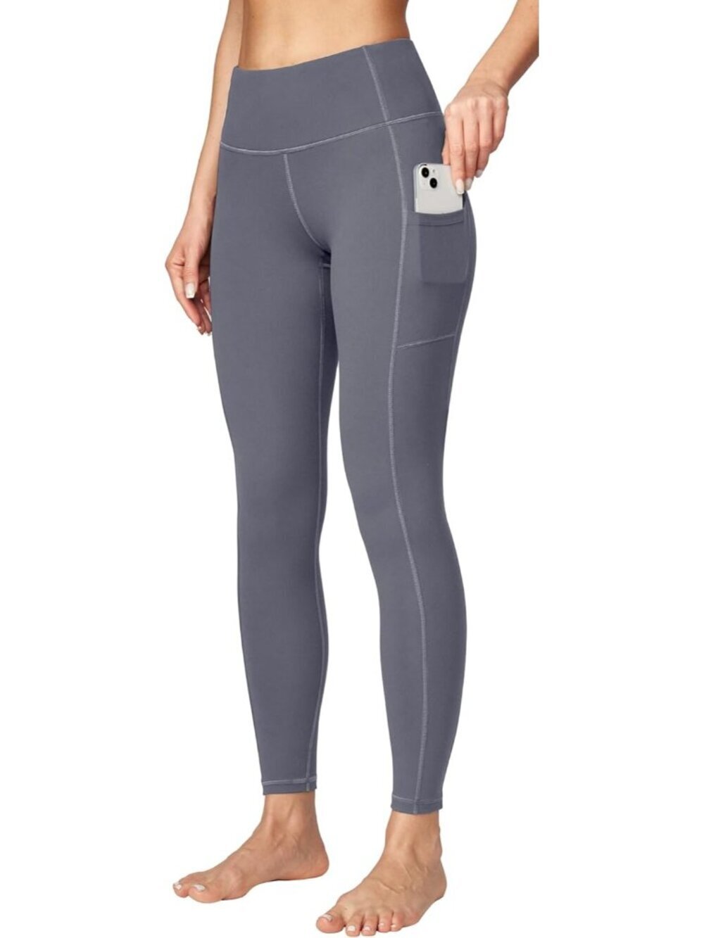 Women's Gray Tummy Control Workout Imported Compression Yoga Leggings